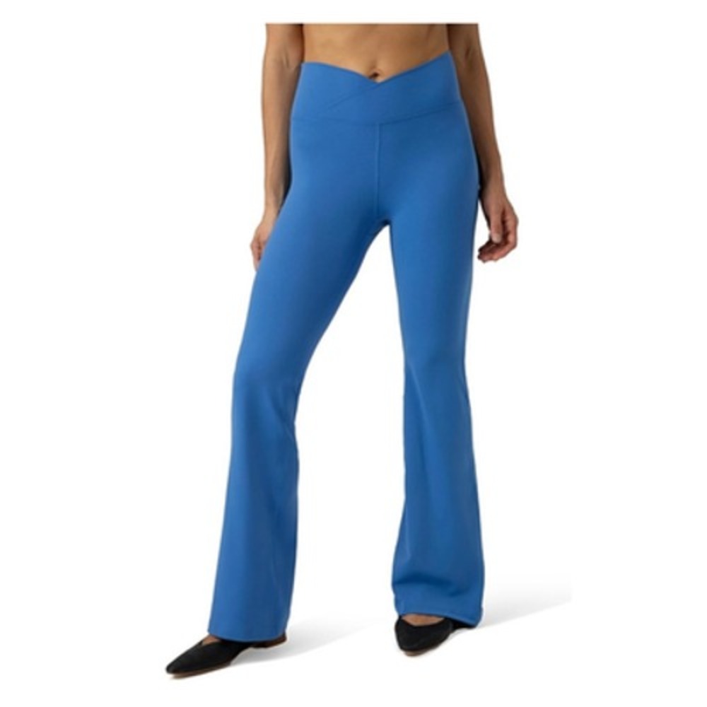 Colorfulkoala Leggings Women SZ S Blue Crossover Flare High Waist Tummy Control